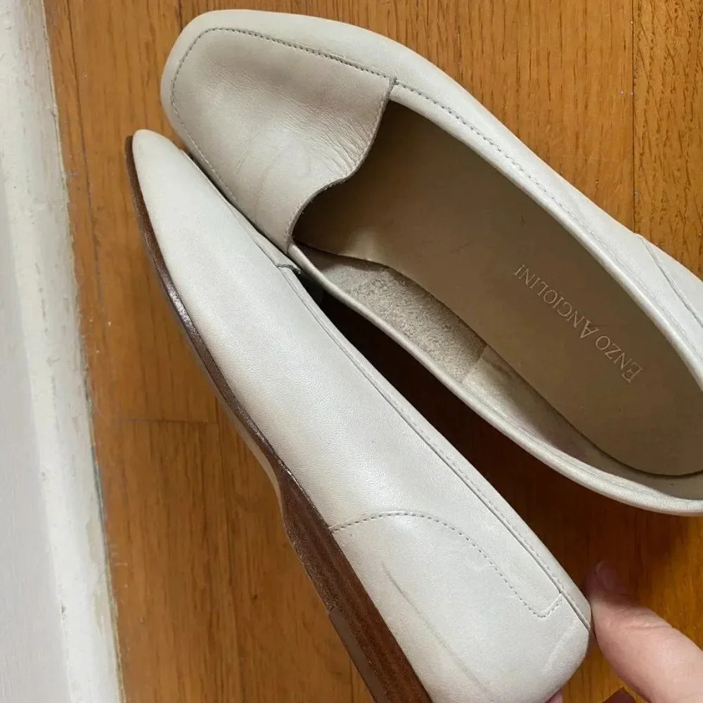 Enzo Angiolini White Leather Loafers - Picture 8 of 12
